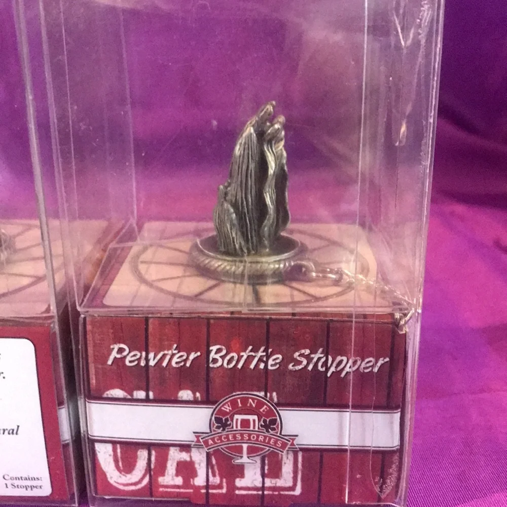 NWT Epic Set of 4 pewter corn husk wine bottle stopper Farmers market collection